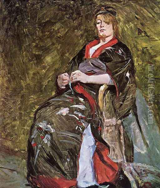 Lili Grenier in a Kimono Oil Painting - Henri De Toulouse-Lautrec