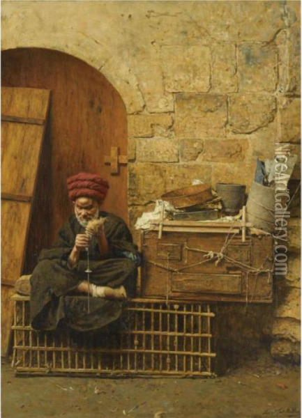 The Cotton Spinner Oil Painting - Leopold Carl Muller