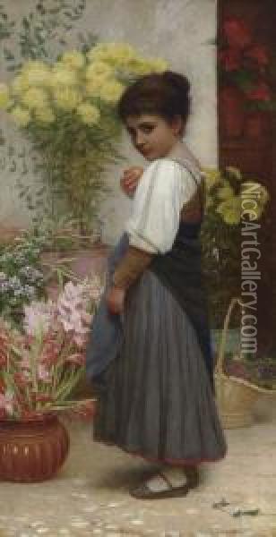 The Flower Merchant Oil Painting - Kate, Nee Dickens Perugini
