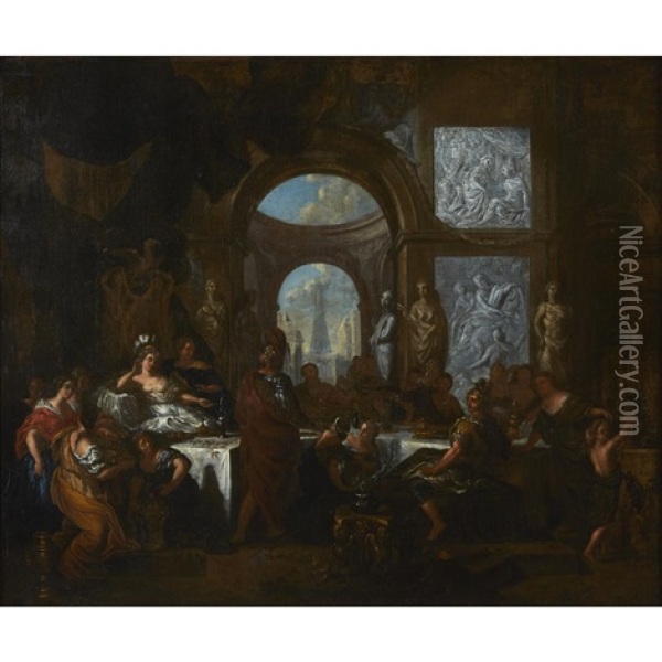 The Banquet Of Cleopatra Oil Painting - Ottmar Elliger the Younger