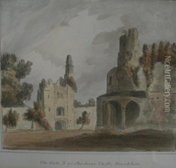 The Gate Of Sherborne Castle, Dorsetshire Oil Painting - John Chessell Buckler