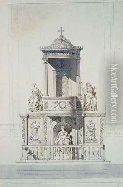 Design for a Pulpit Oil Painting - Jacques Ignace Hittorff