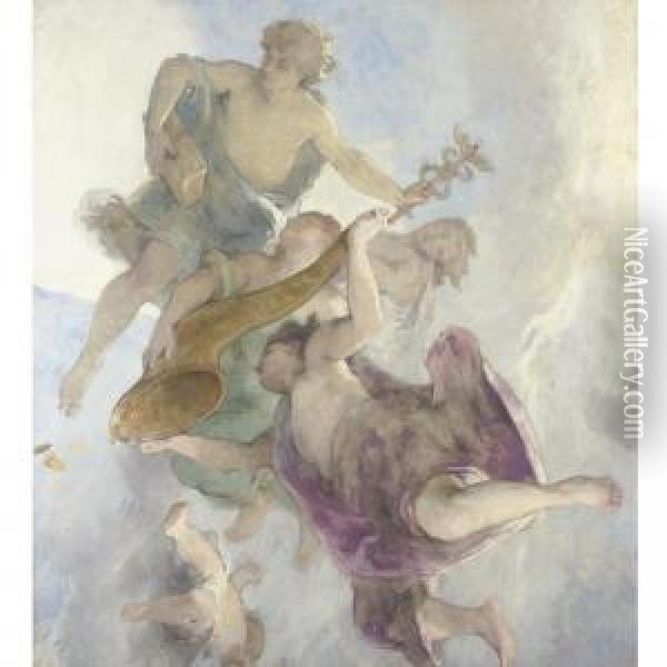 Study For A Ceiling Decoration Oil Painting - Henri Leopold Levy