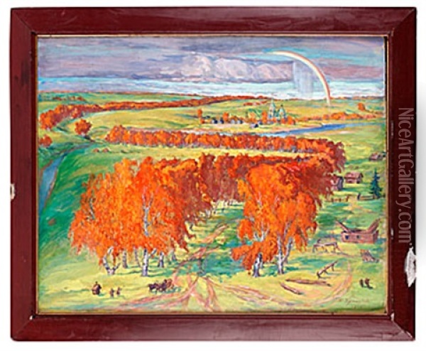 Landskap Oil Painting - Boris Mikhailovich Kustodiev