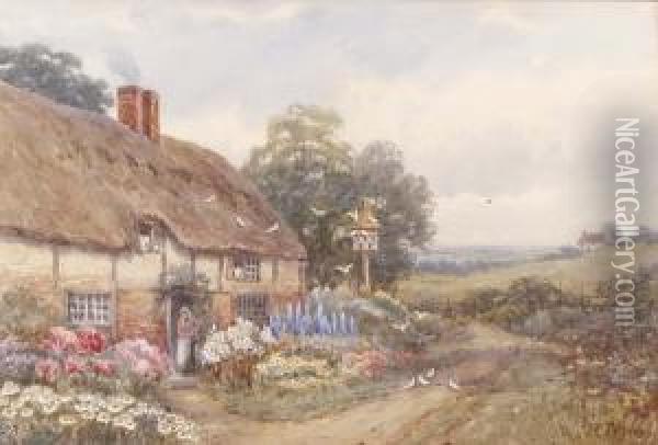 Four Views Of Hampshire Cottages Oil Painting - James T. Murray