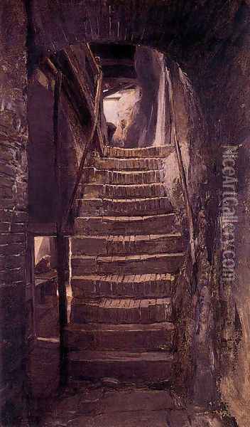 Escalera del convento de las carceles, Asis Oil Painting - Jose Benlliure Y Gil