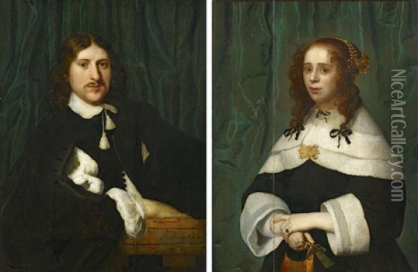 Zwei Gemalde: Portrat Eines Vornehmen Paares Oil Painting - Isaac Luttichuys