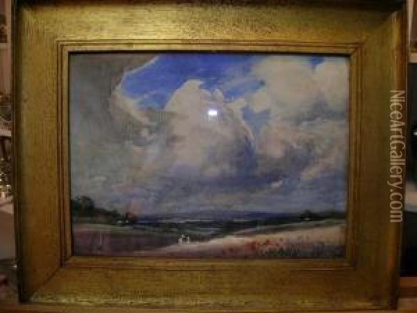 Summer Skies Over Poppyfields Oil Painting - Thomas William Morley