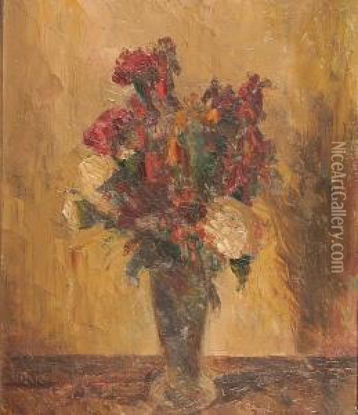 Still Life Of Flowers In A Vase Oil Painting - Elliott Seabrooke