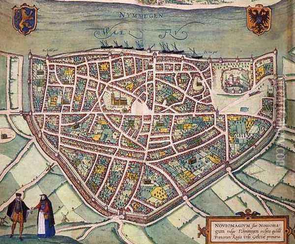 Map of Nijmegen from Civitates Orbis Terrarum 2 Oil Painting - Joris Hoefnagel