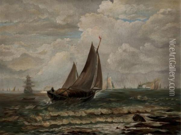 Nautical Scene With Boat Oil Painting - Edward Percy Moran