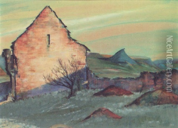 Welsh Cottage Oil Painting - James Dickson Innes