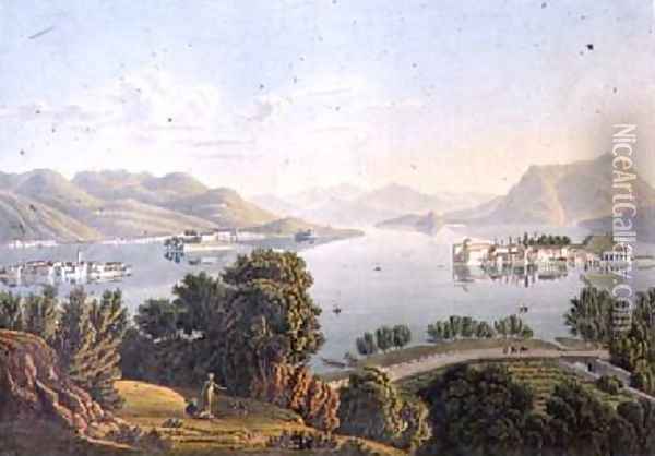 View of Lake Maggiore and the Borromean Islands Oil Painting - Mathias Gabriel Lory