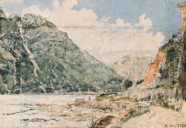 Riva Am Gardasee Oil Painting - Rudolf Ritter von Alt
