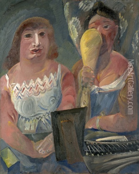 Schauspielerinnen Bei Der Toilette (zwei Frauen) Oil Painting - Paul Kleinschmidt