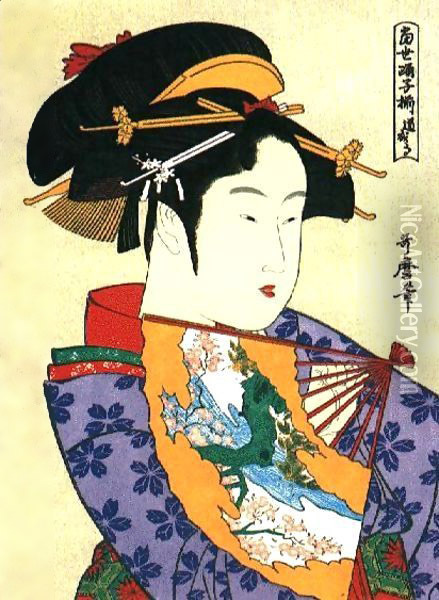 A Beautiful Woman 2 Oil Painting - Katsushika Hokusai