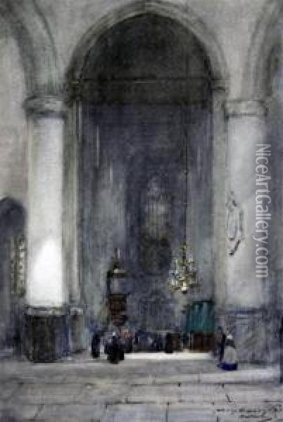 Interior Of The Cathedral At Haarlem Oil Painting - James Garden Laing