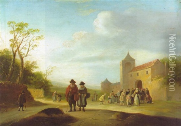 Almosenverteilung Vor Einem Landlichen Kloster Oil Painting - Pieter de Bloot