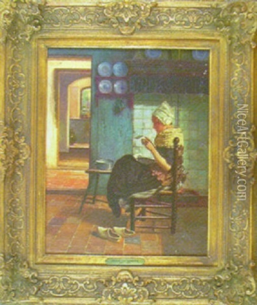 Avbrott I Hushallsarbetet Oil Painting - Henrik Nordenberg