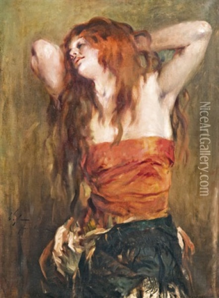 Voroshaju Tancosno Oil Painting - Bertalan (Bartholomaus) Vigh