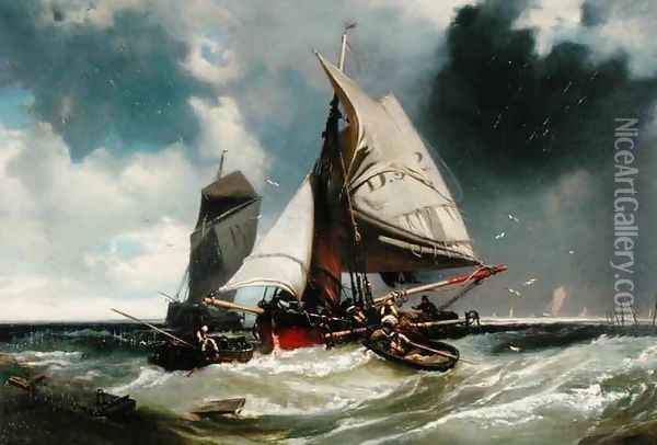 Hauling in Oil Painting - Charles Hoguet