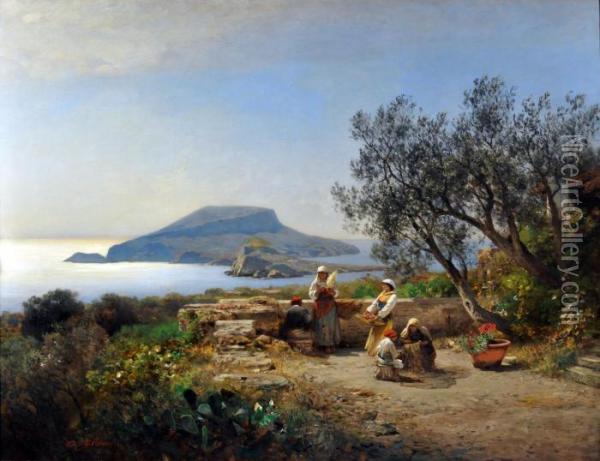 Paesaggio Con Figure Oil Painting - Albert Flamm