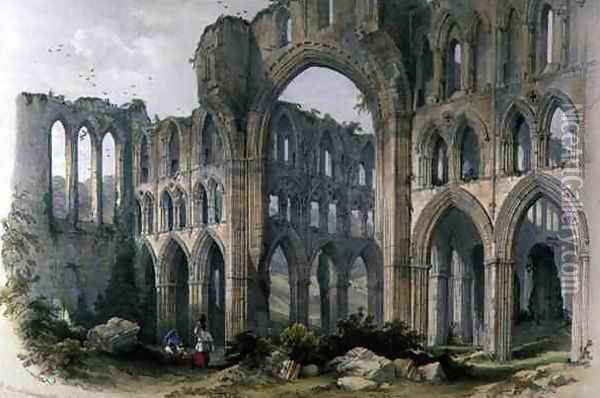 Rievaulx Abbey, the Transept and Choir, from The Monastic Ruins of Yorkshire, engraved by George Hawkins 1819-52, 1843 Oil Painting - William Richardson