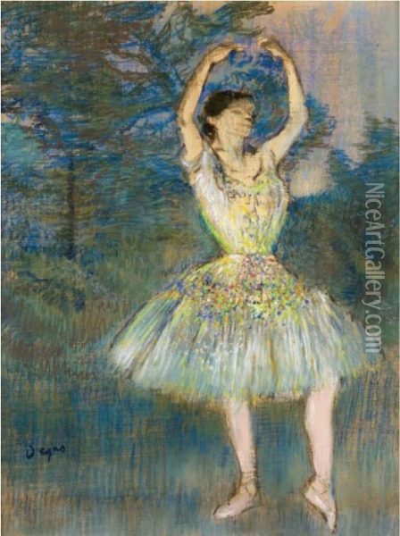 Danseuse Aux Bras Leves Oil Painting - Edgar Degas