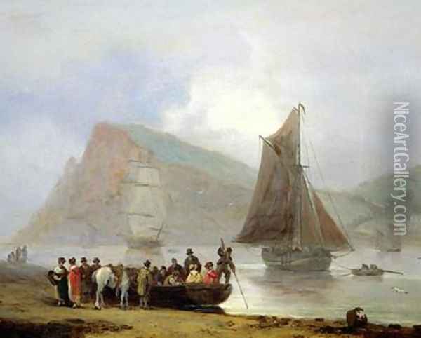 Boarding the Ferry at Teignmouth 1821 Oil Painting - Thomas Luny