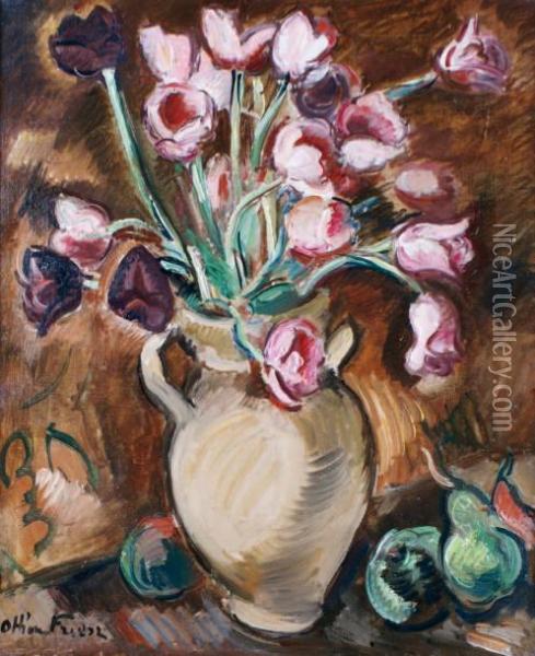 Vase De Tulipes Roses Oil Painting - Emile-Othon Friesz
