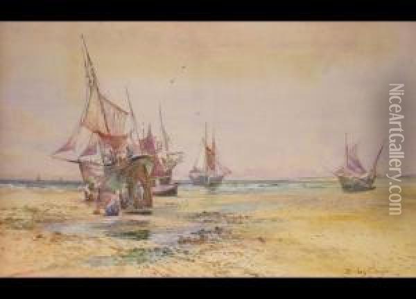 Yarmouth Bei Ebbe Oil Painting - Joseph Hughes Clayton