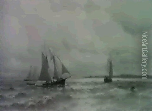 Sailing Off The Coast Oil Painting - Mauritz Frederick Hendrick de Haas