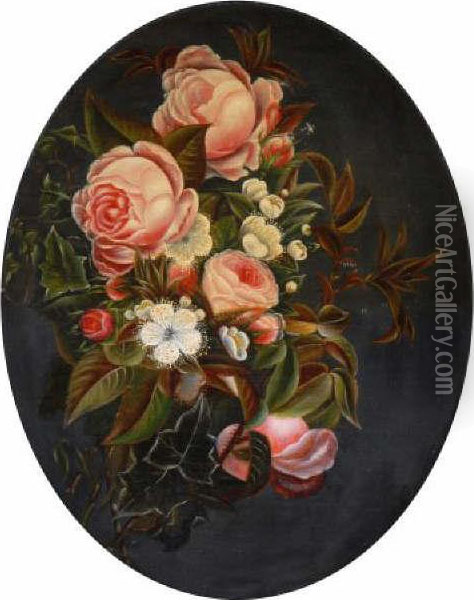 Roses Andorange Blossom Oil Painting - Johan Laurentz Jensen