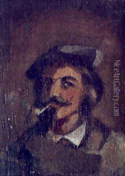 Man with a Pipe. Portrait of Stanislaw Chmielowski Oil Painting - Adam Chmielowski