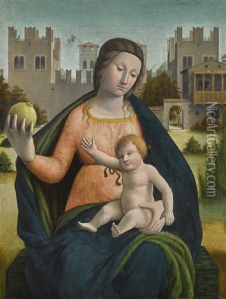 Madonna And Child Oil Painting - Bartolomeo (il Bramantino) Suardi