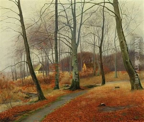 Autumn Forrest Oil Painting - Julius Petersen