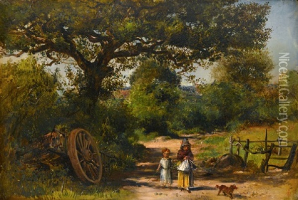 Landscape And Figures Oil Painting - John Everett Millais
