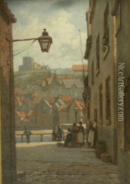The Fish Flags Whitby Oil Painting - Elias Mollineaux Bancroft