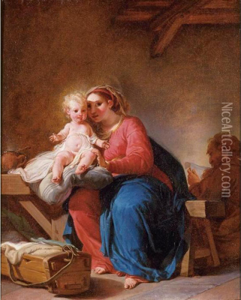 Holy Family Oil Painting - Hugues Taraval