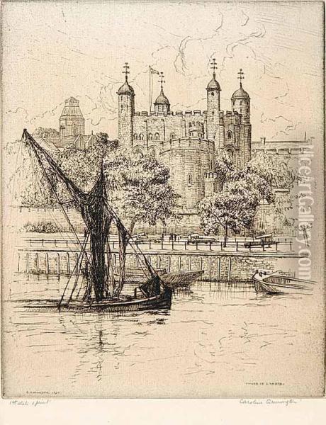 Tower Of London #1st State Oil Painting - Caroline Helena Armington