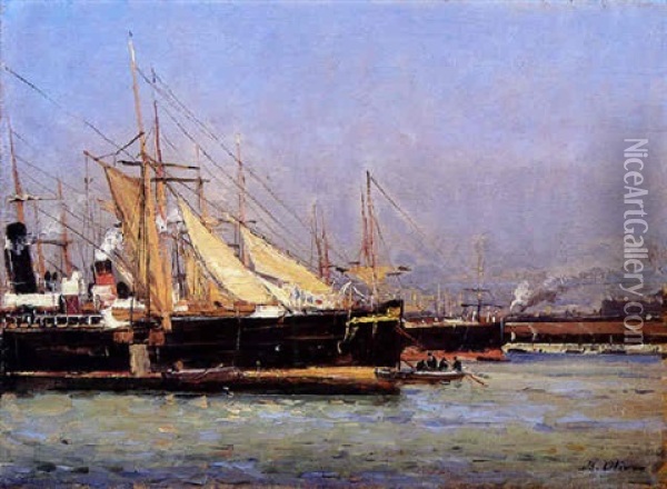 Embarcation Dans Le Port De Marseille Oil Painting - Jean Baptiste Olive
