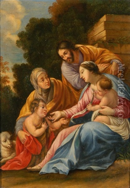 Die Heilige Familie Mit Johannes Dem Taufer Und Elisabeth Oil Painting - Hans Rottenhammer the Elder
