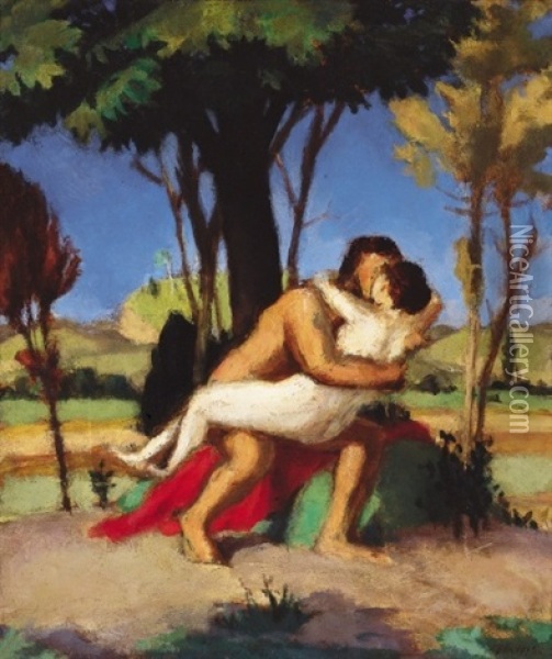 The Kiss Oil Painting - Adolf Fenyes