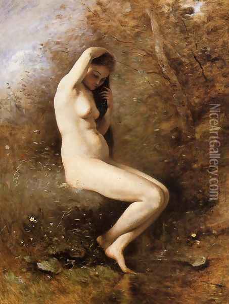 Venus Bathing, c.1873-74 Oil Painting - Jean-Baptiste-Camille Corot