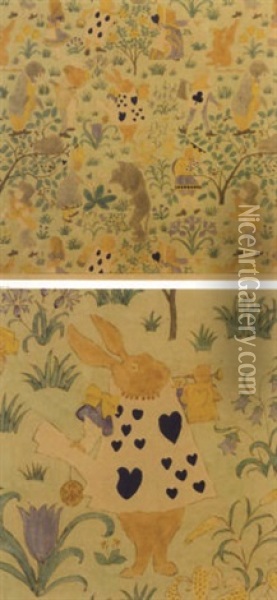 Alice In Wonderland (textile Design) Oil Painting - Charles Francis Annesley Voysey