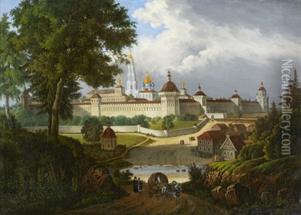 The Great Lavra Of The Trinity And St. Sergei At Sergeyev-pasad Oil Painting - Auguste J. Cadolle