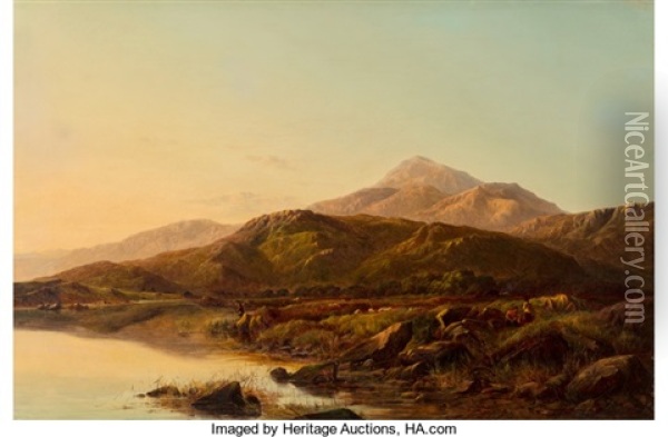A Mountain Lake In Evening Light Oil Painting - Sidney Richard Percy