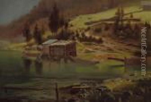 Fishing And Hunting Camp, Loring, Alaska Oil Painting - Albert Bierstadt