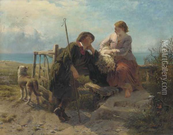 A Moment's Rest Oil Painting - James John Hill