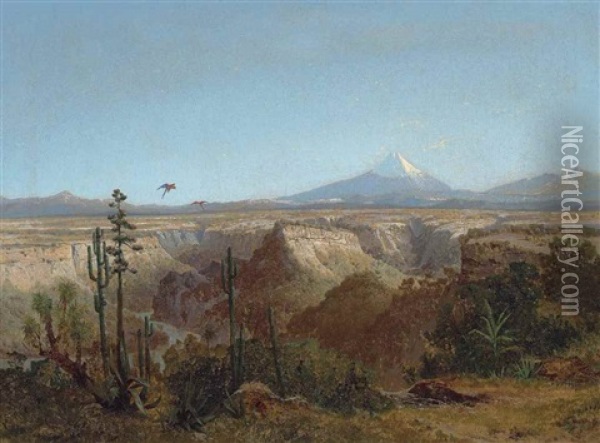The Atacama Desert, Chile, With The Licancabur Volcano Beyond Oil Painting - Josef Selleny